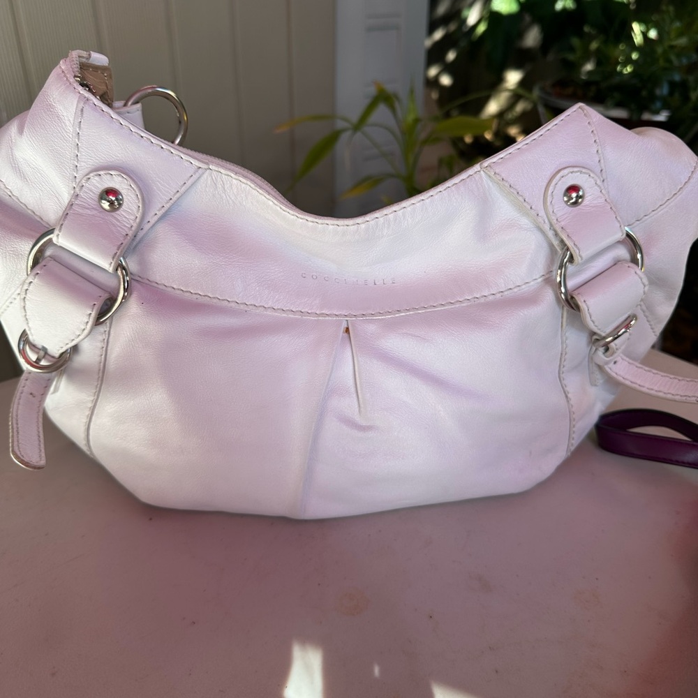 Coccinelle Brand White Hobo style Bag with Leather Straps